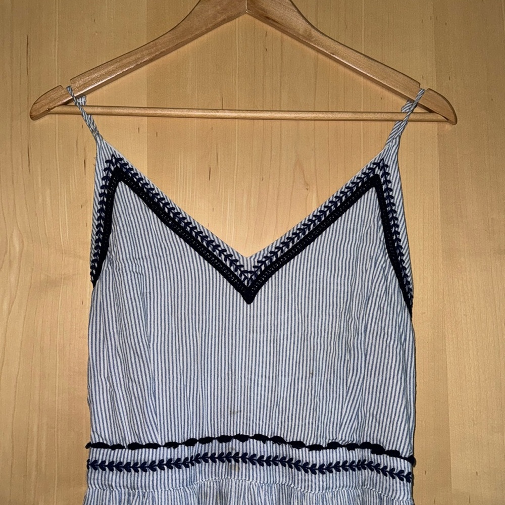Blue White Maxi Dress with Navy embellishments